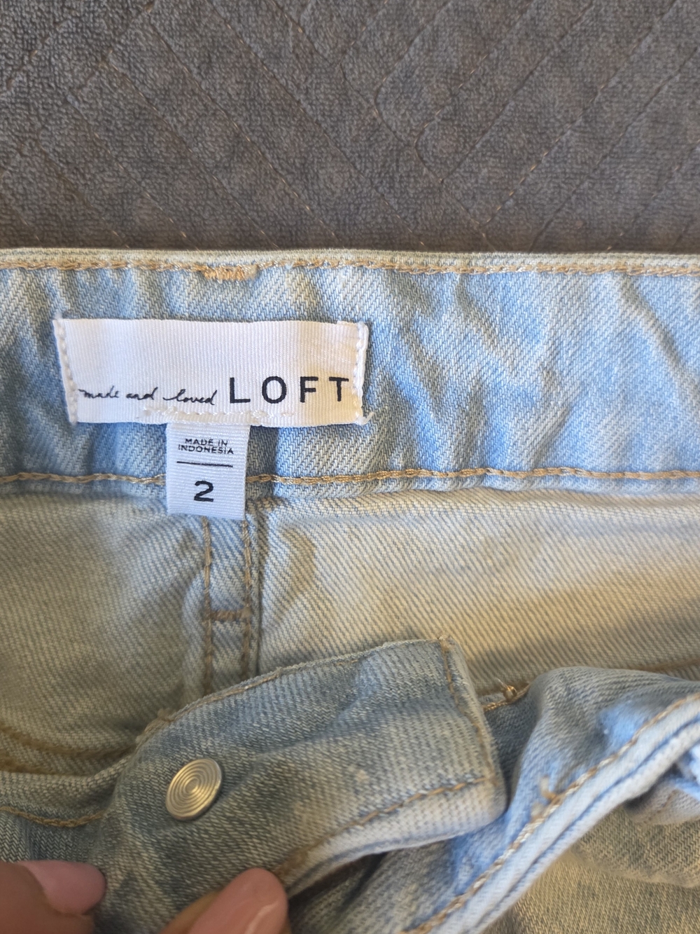 LOFT Summer Blue Jean Skirts & White And Blue Striped Half-Zip Sweater - Picture 7 of 9